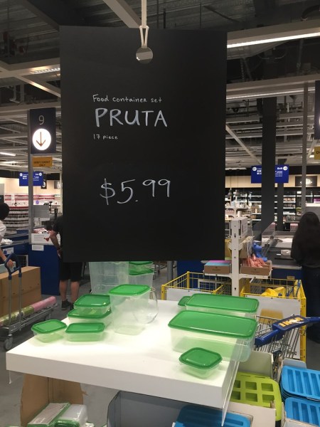 Pruta food containers on display at IKEA