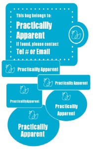 Lable Daddy labels in bright blue