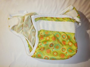 Bummis Super Brite wrap with double leg gusset peeking out on one side and laundry fastener visible