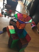 Magna Tiles structure built with magnetic tile building blocks
