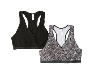 Two pack of sleep nursing bras in black and gray pattern by Gilligan and O'Malley