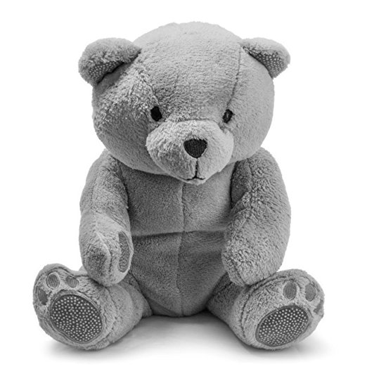 Blanket Buddy grey teddy bear stuffed with removable matching blanket accessed by a zipper along the back by Thirty One