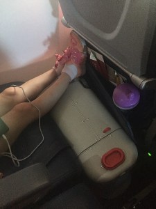 JetKids Bedbox rotated before sliding underneath the seat in front