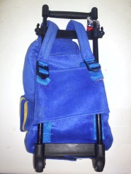 Backside with backpack straps of Popatu airplane trolley backpack wheeled suitcase