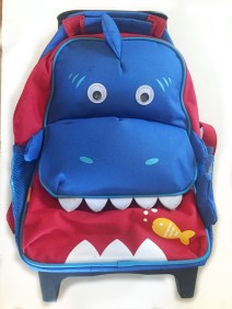 Yodo kids rolling backpack suitcase in blue sharkdesign