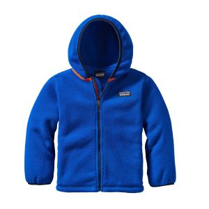 Patagonia fleece hooded full zipper cardigan in bright blue