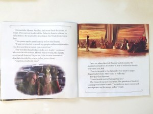 Inside page spread of Star Wars Read Along story book on CD