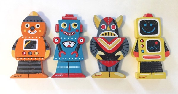 Janod Magnet Robots four assembled in a row
