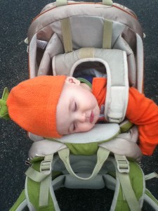 Infant sleeping in Kelty Kids FC 3.0 backpack carrier