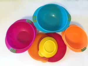 Sassy snack bowls three bowls and lids with suction cup base