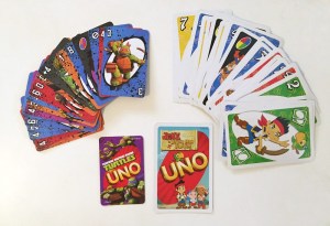 Uno card games in teenage mutant ninja turtles and jake neverland pirates side by side size comparison