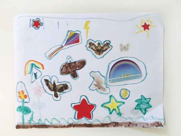 Child's artwork shown without framing