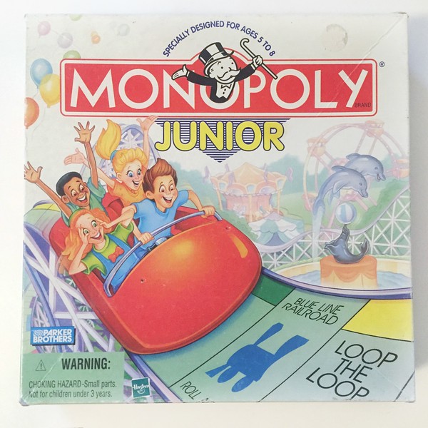 Monopoly Junior property board game for kids in a box carnival theme edition