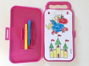 Suns rainbows unicorns amscan coloring activity sticker kit in pink carrying case with small markers
