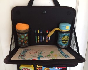 Rubbermaid back seat organizer for cars in black with fold down tray desk two cup holders lots of pockets