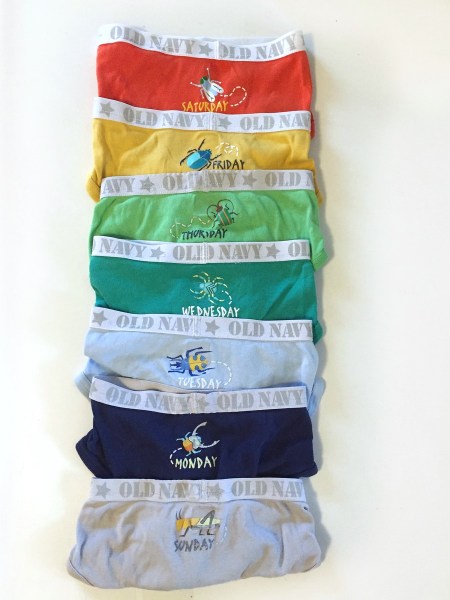 Old Navy week days bug themed underwear for kids