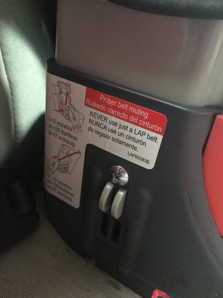 Screws installed in arm rests on Graco TurboBooster highback booster car seat