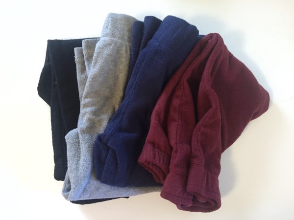 Fleece pants folded to pack