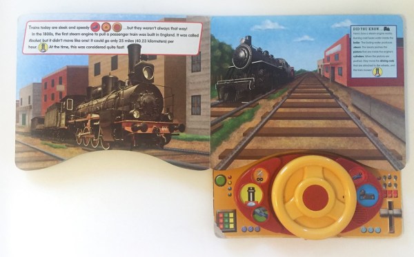 Inside Trains steering wheel book pages spread buttons sounds