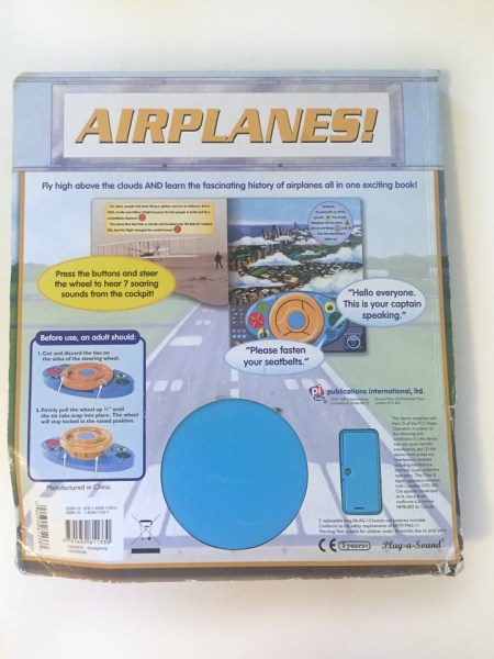 Airplanes steering wheel sounds buttons board book battery compartment