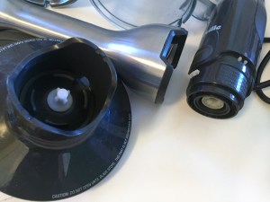 Close up of attachment with Breville immersion blender