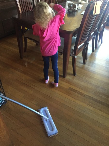 Child shown near Omop mop from Method