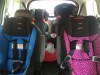 Convertible and booster car seats four installed two per row