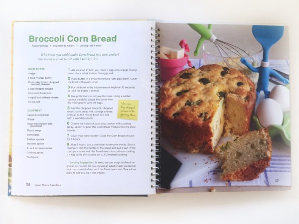 Broccoli corn bread crockpot recipe from kids cookbook