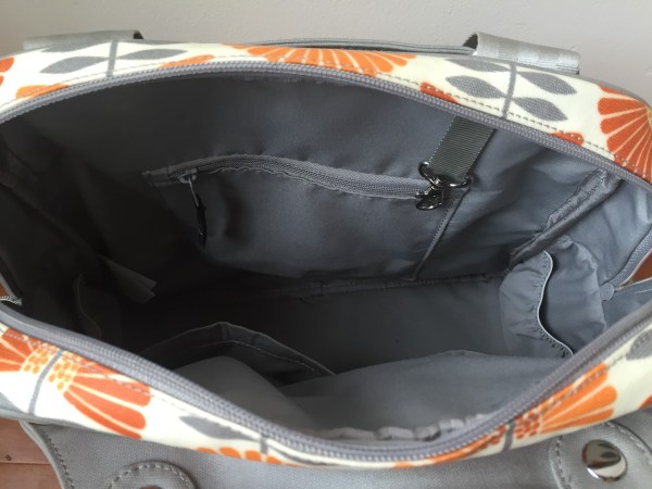 Interior pockets on Sashay Satchel Petunia Pickle Bottom