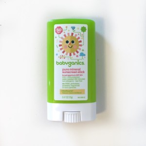 Babyganics pure mineral sunscreen stick SPF 50 green case with white base
