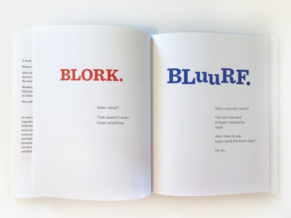 Page spread from Book With No Pictures Blork Bluurf