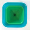Nested square silicone funnels in green and blue seen from above