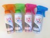 Spray chalk in four different colors orange green pink and blue with color coded tops