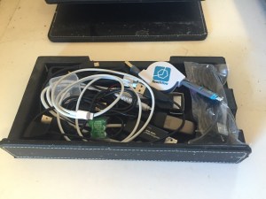 Electronics drawer of cords and chargers