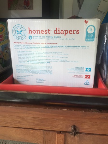 Empty Honest Company disposable diaper box