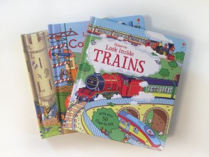 Usborne Look Inside lift the flap books Trains Construction Sites Castles
