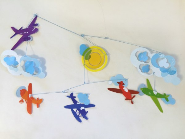 Djeco Flights of Fancy airplane paper mobile connected with wires