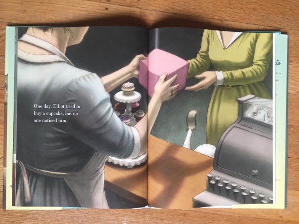 Little Elliot Big City Elliot tries to buy a cupcake page illustration