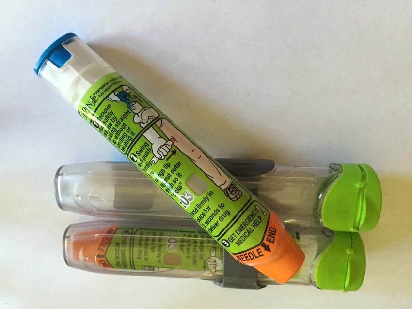 Epipen Epinephrine junior auto injector out of case