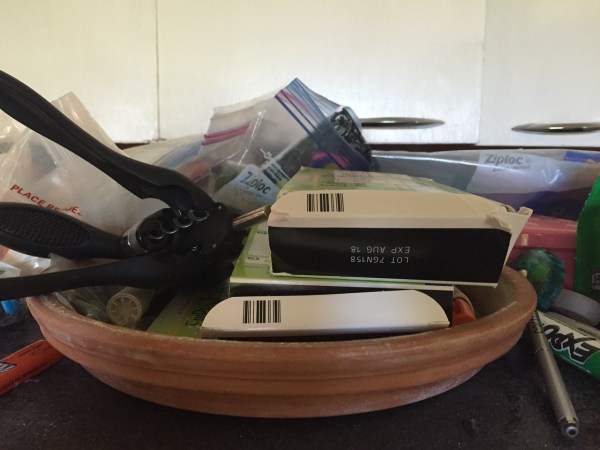 Expired epipen epinephrine boxes on top of my fridge