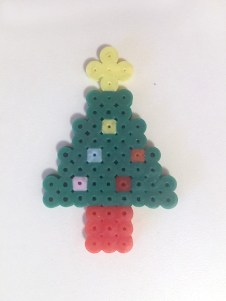 Perler melty bead tiny Christmas tree design