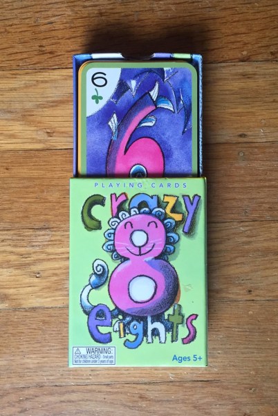 eeBoo Crazy Eights card game for kids in sliding tray drawer container box