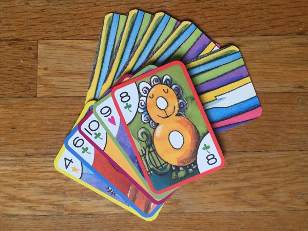 eeBoo crazy eights card game cards laid down face up and down with eight on top