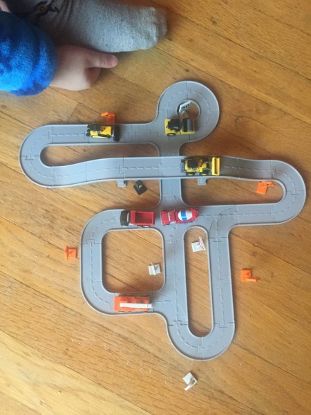 Layout B from Driven Pocket series toy construction bridges and trucks tiny play set