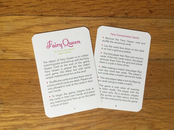 Fairy Queen card game eeBoo rules cards