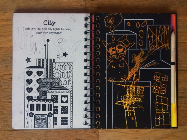 City landscape doodle mania scratch and sketch art spiral notebook