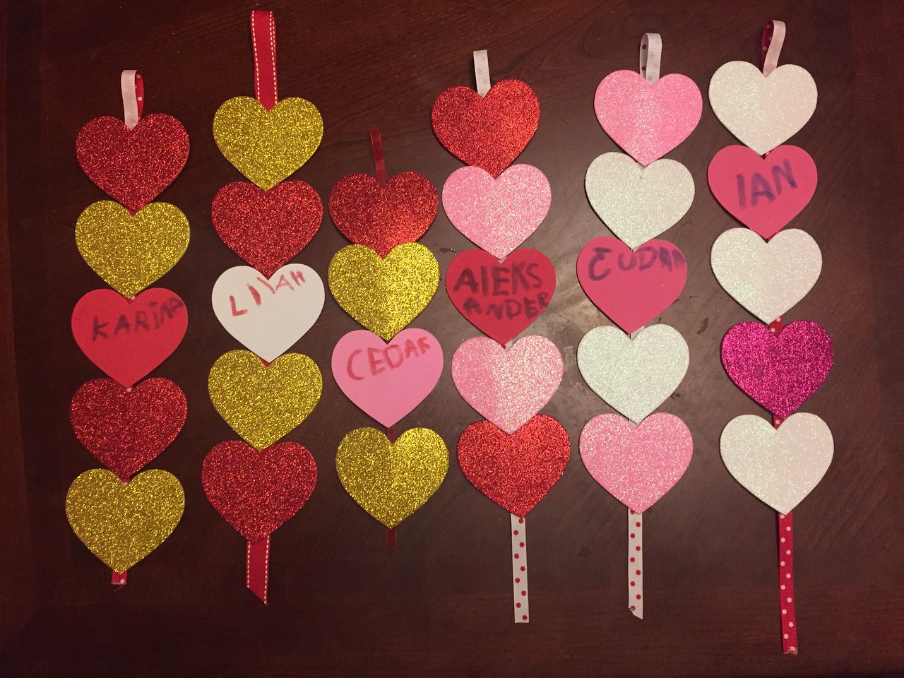 Heart strands valentines kids homemade craft ideas