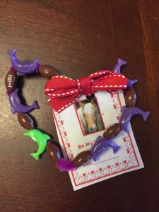 Football beads and homemade printed card valentines kids