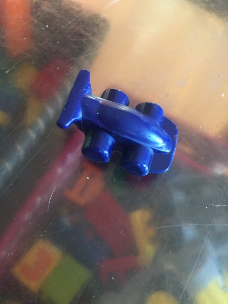 Race car crayon in blue made from Crayola crayon melting machine mold factory