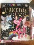 Scratch and Sparkle Unicorns Activity Book with pop out pieces and art